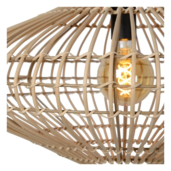 Rattanowa lampa wisząca Magali 03435/56/72 Lucide loftowa drewniana czarna