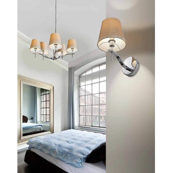 Kinkiet abażurowy do sypialni PRINCESSA AZ0723 Azzardo beżowy chrom