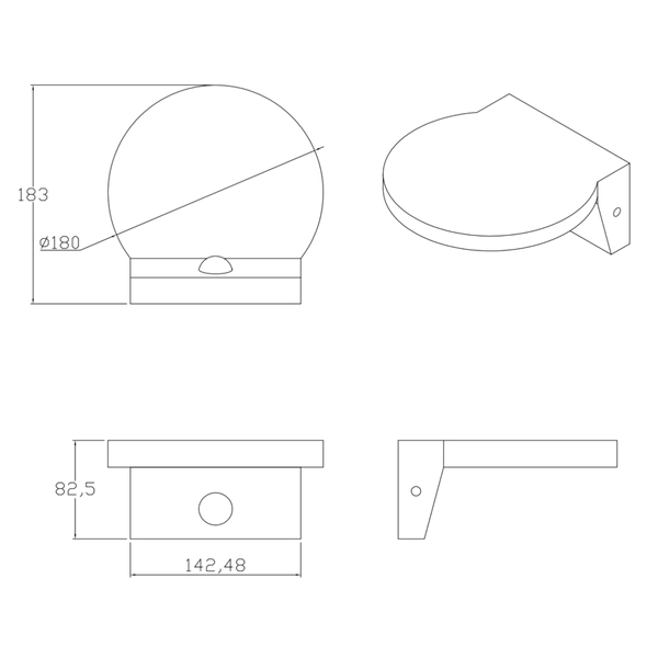 Kinkiet zewnętrzny z czujnikiem TESA 324030 LED 10W 4000K IP54 czarny biały