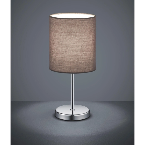 Abażurowa lampka nocna Jerry R50491011 stojąca do sypialni srebrna