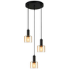 3-płomienna lampa wisząca Santia PND-65342-3A-BK+AMB kaskada hol czarna bursztynowa