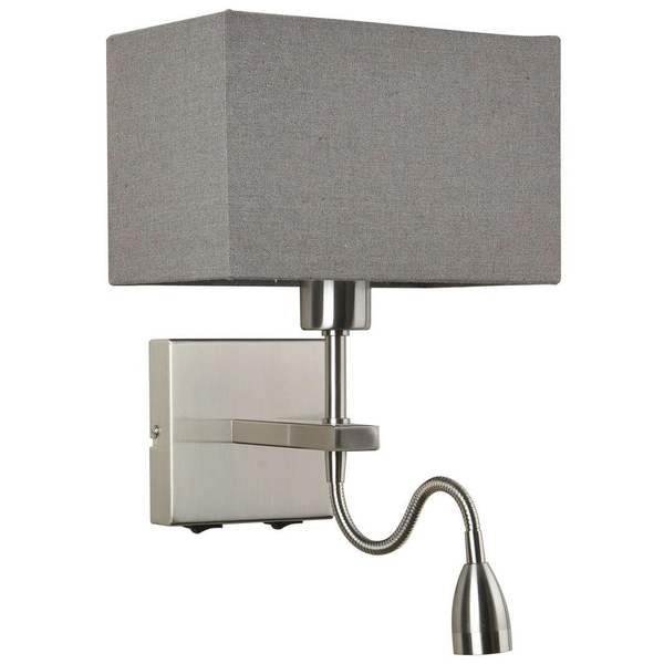 Klasyczna LAMPA ścienna NORTE WL-1122-2-BL-SN-RC-GR Italux klasyczna OPRAWA z peszlem LED 3W 3000K abażurowa nikiel szara