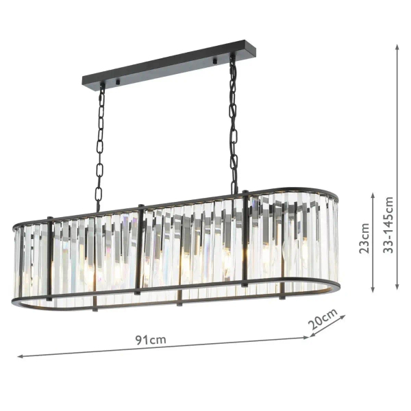 Owalna wisząca lampa Kiran KIR3422 nad stół kryształowy czarny