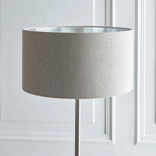 Abażurowa lampa stojąca Highclere 112232 tkaninowa brązowa chrom