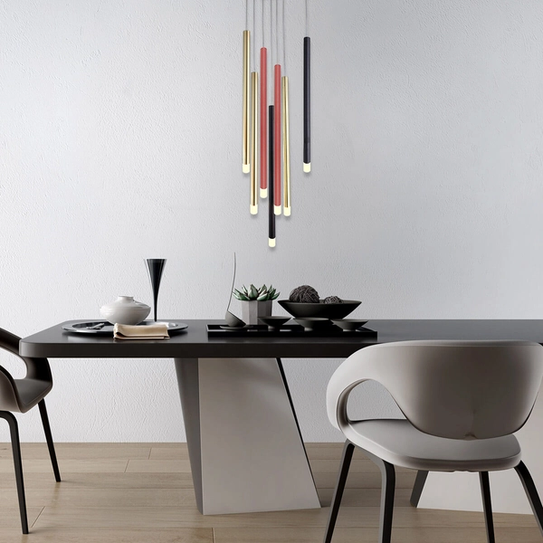 Lampa wisząca kaskadowa Lungo LP-894/7P MIXED sople metalowa złota