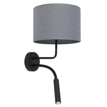 Abażurowy kinkiet szary Hotel Plus 9071 z peszlem do czytania