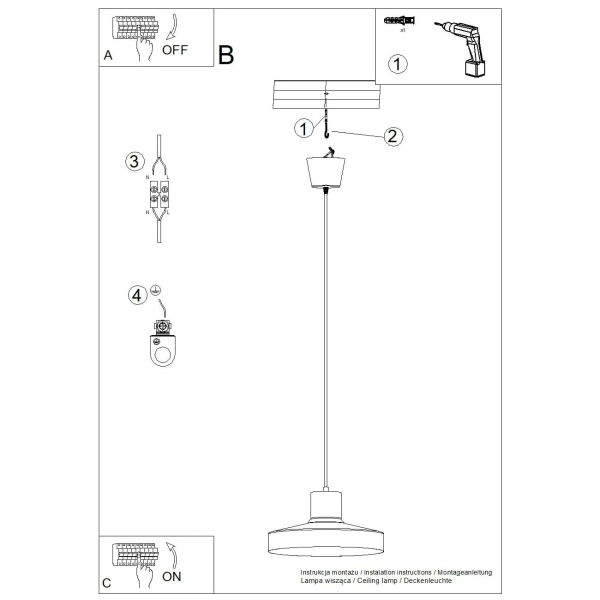 Owalna lampa wisząca BILO SL.1702 biała metalowa 1xE27