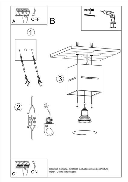 Plafon LAMPA sufitowa SL.0208 kwadratowa OPRAWA metalowa kostka cube szara