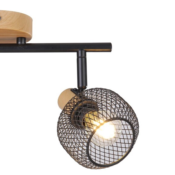 Regulowany plafon Grendel 3128 2-punktowa lampa sufitowa czarna drewno