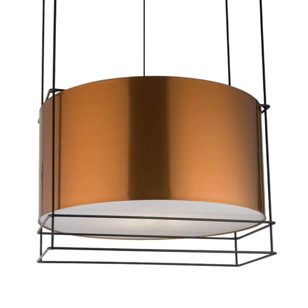 Zwisowa lampa PAA 9543 Dohar tkaninowy abażur mosiądz czarny