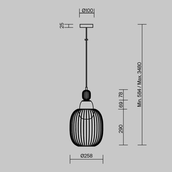 Metalowa zwisająca lampa Levitation MOD376PL-01G1 druciana mosiądz