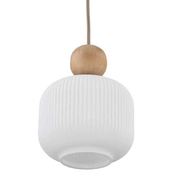 Wisząca lampa nad stół Ballo 11049 szklana ryflowana biały beżowy