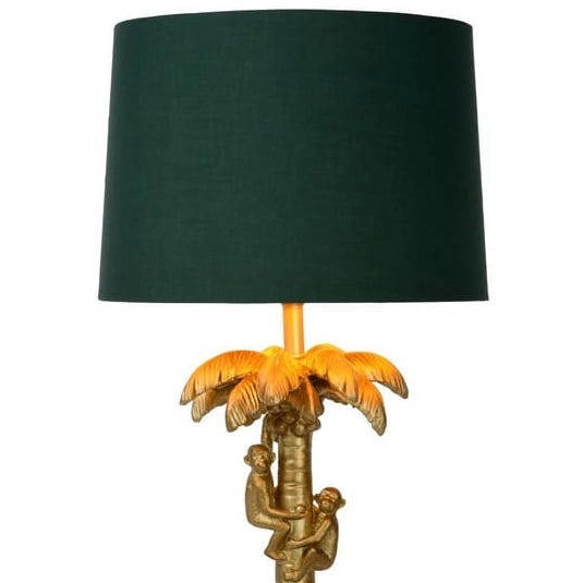 Dekoracyjna LAMPA biurkowa EXTRAVAGANZA COCONUT 10505/81/02 Lucide abażurowa LAMPKA orientalna na stół małpki zielone złote