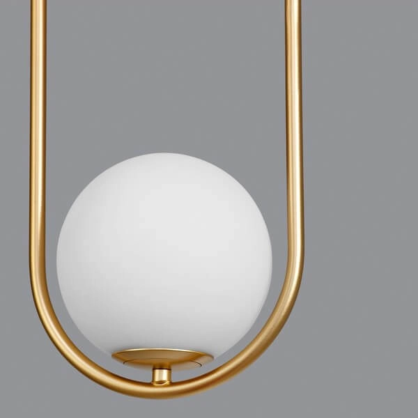 Metalowa lampa wisząca Rengo LE41771 szklana złota biała