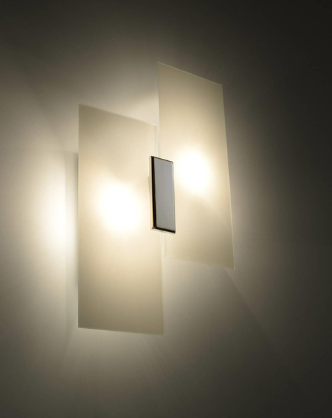 Kinkiet LAMPA ścienna SL.0197 szklana OPRAWA prostokąty chrom białe
