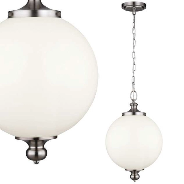 Industrialna LAMPA wisząca FE-PARKMAN-PL-BS Elstead FEISS szklana OPRAWA zwis KULA na łańcuchu biała