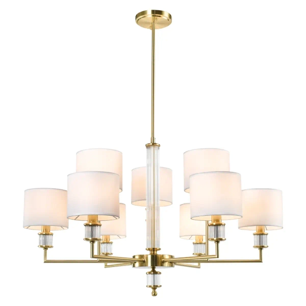 Wielopunktowa lampa sufitowa SUTTON P09685BR-WH z abażurkami mosiądz biały