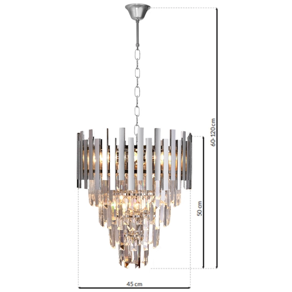 Wisząca LAMPA glamour ASPEN ML5997 Milagro kryształowa OPRAWA na łańcuchu ZWIS okrągły chrom