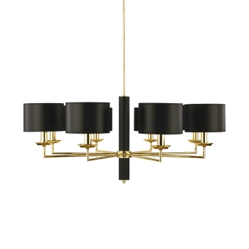 Abażurowy żyrandol do salonu Modesto MOD-ZW-8 (CZ) mosiądz czarny