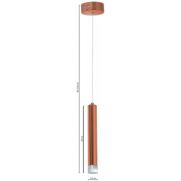 LAMPA wisząca COPPER ML984 Milagro metalowa OPRAWA zwis LED 5W 4000K tuba sopel miedziany
