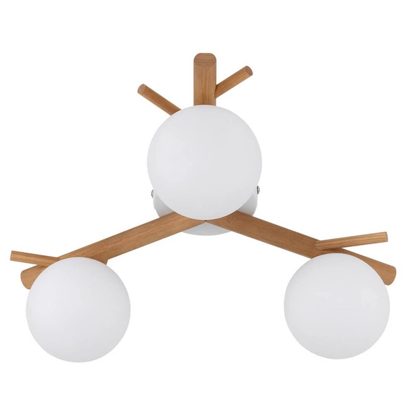 Potrójna lampa sufitowa Sheron 5308 TK Lighting kule biały drewniany