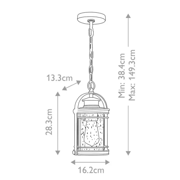 Lampa wisząca z łańcuchem BOOKER QN-BOOKER8-S-IA IP44 srebrna