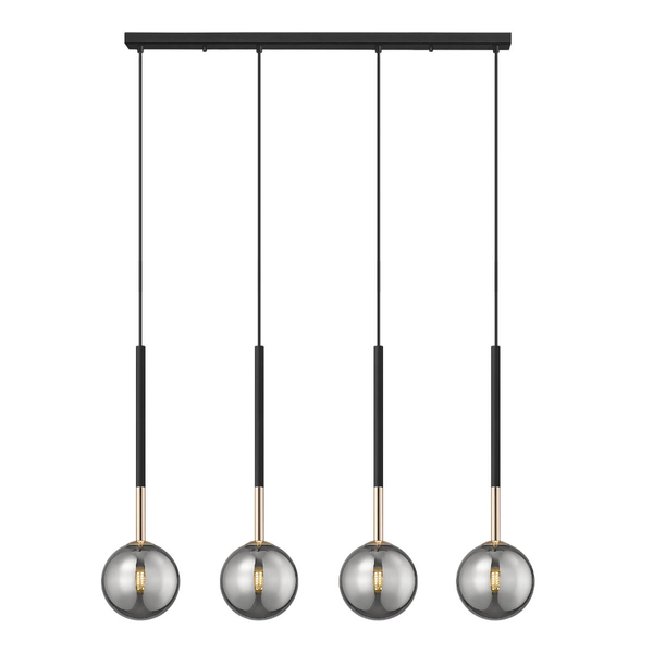 Loftowa Lampa zwisająca Arcturus P0574-04D-SDFZ czarna dymiona złota