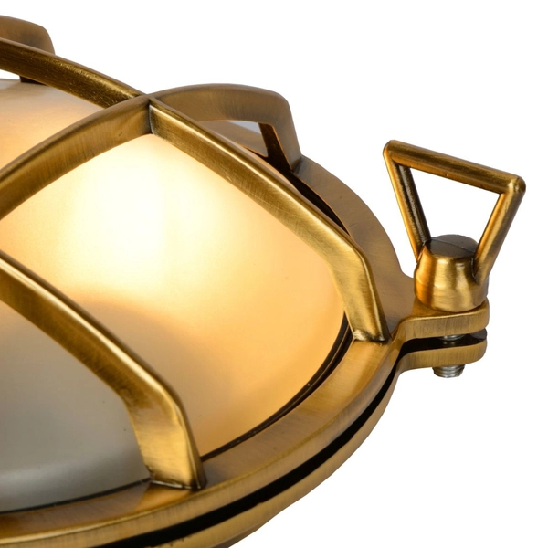 Zewnętrzna LAMPA elewacyjna DUDLEY 11890/25/02 Lucide okrągła OPRAWA sufitowa outdoor IP44 złota