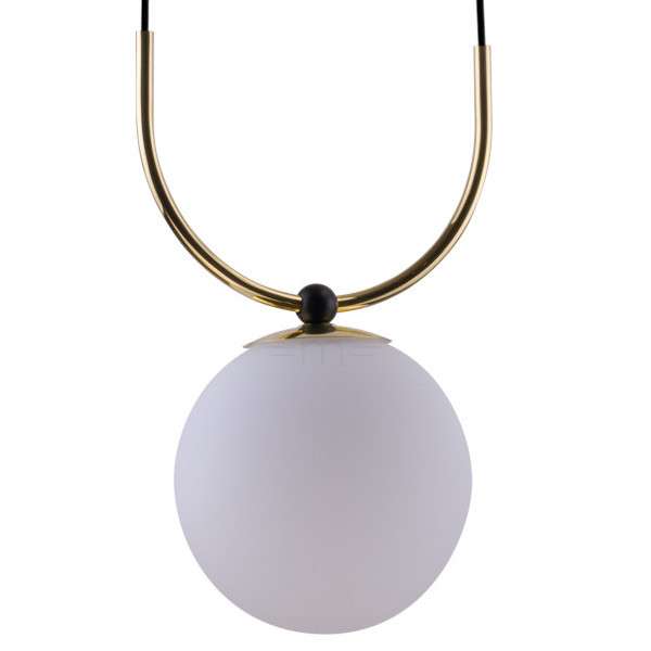 Szklana lampa wisząca BALOS 0407 kula ball zwis biały czarny złoty