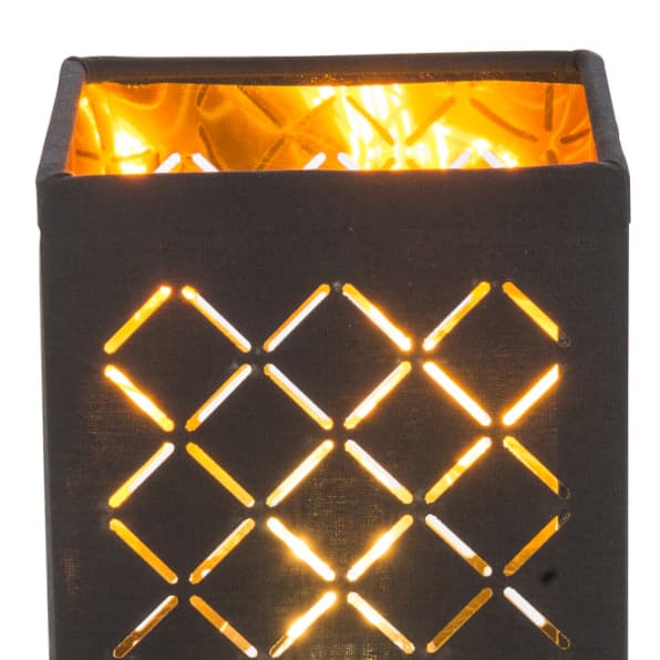 Lampa stołowa kwadratowy Clarke 15229T1 Globo tekstylny abażur czarny złoty