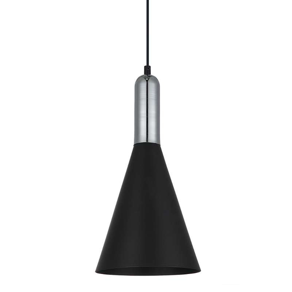 Loft LAMPA wisząca KHALEO MDM-3030/1 BK+CR Italux stożek OPRAWA metalowa ZWIS industrialny chrom czarny