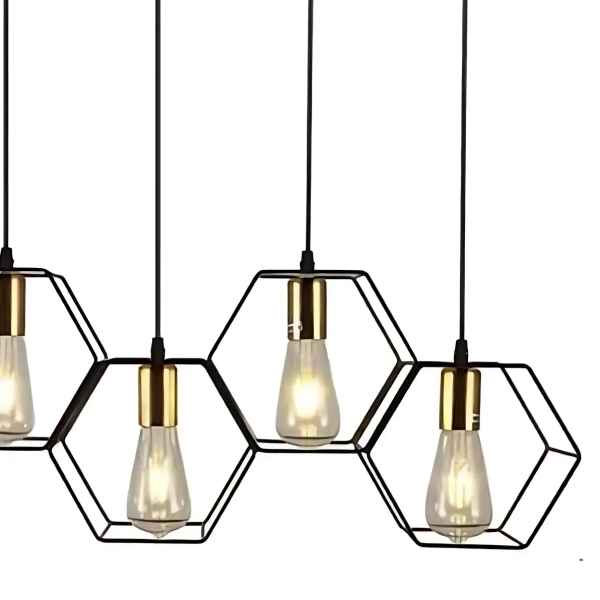 Wisząca lampa na listwie Honey ABIGALI-LWH-5XE27 plaster miodu czarna