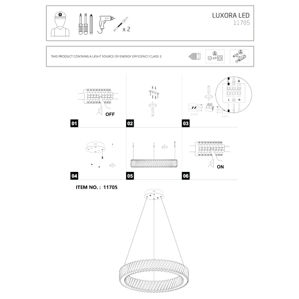 Kryształowa lampa wisząca LUXORA 11705 LED 30W 3000K glamour nikiel
