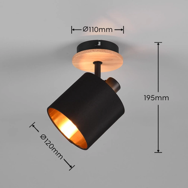 Przyścienna lampa regulowana IKERIS DL030-81331 drewniany czarny złoty