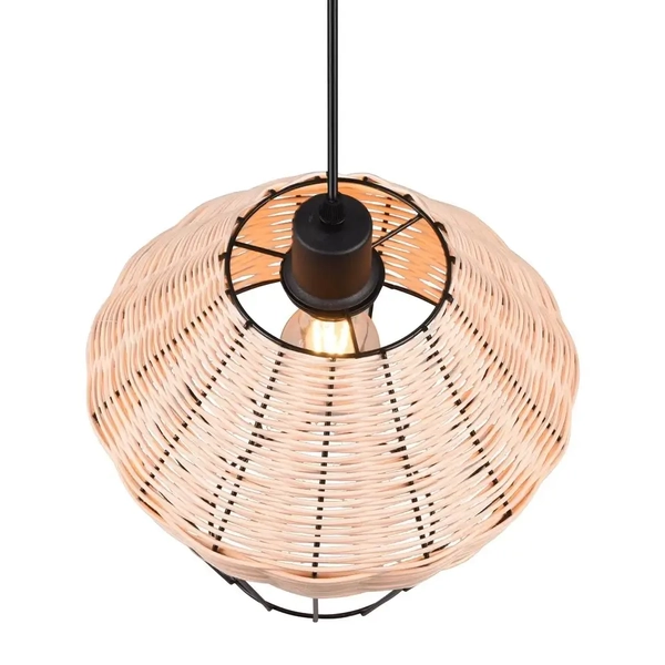 Zwisająca lampa Borka R31261936 RL Light koszyk druciak drewniana czarna