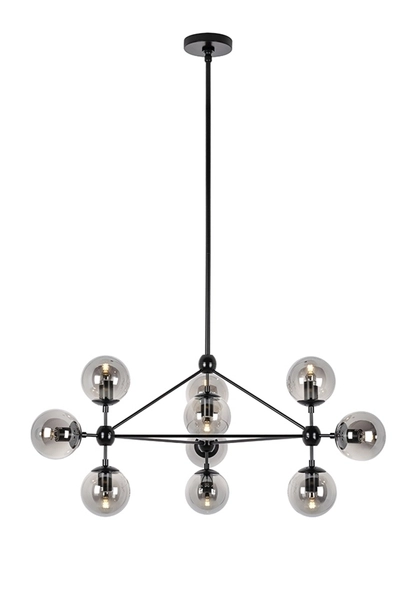 Lampa wisząca PLANETARIO 10 salonowa czarna przydymiona