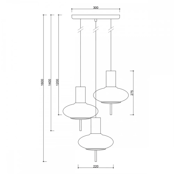 Potrójna wisząca lampa Torni TOP322P3 kule regulowany czarny biały