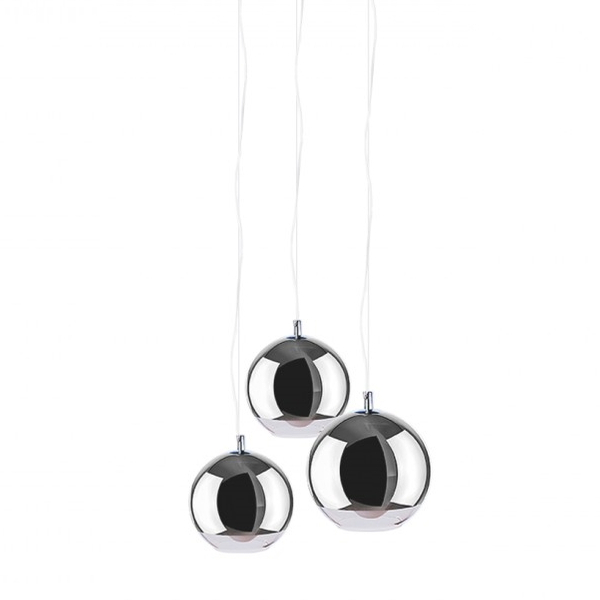 Wisząca lampa jadalniana Silver Ball kaskada nad stół chrom