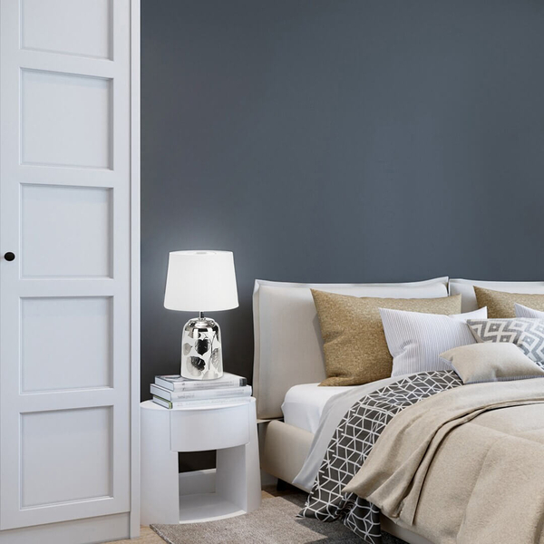 Lampa stołowa Sonal 4548 z ceramiczną podstawą biała srebrna