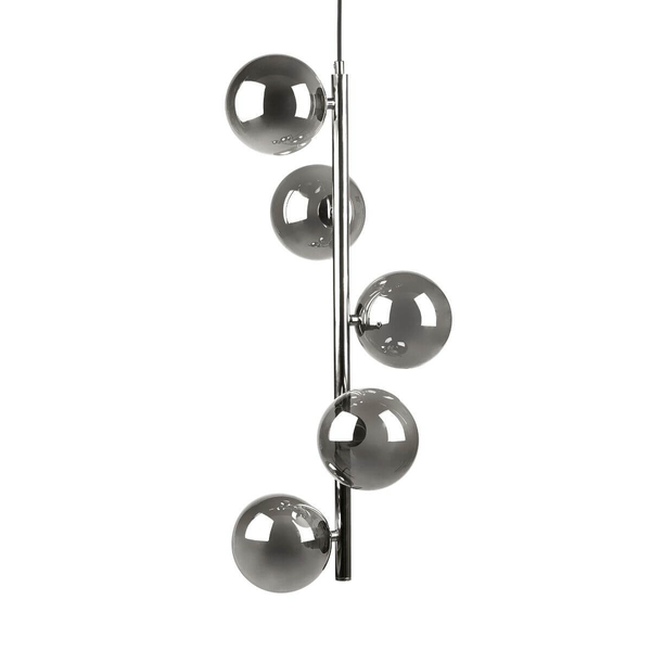 Wisząca lampa nowoczesna Luna szklane kule chrom przydymione