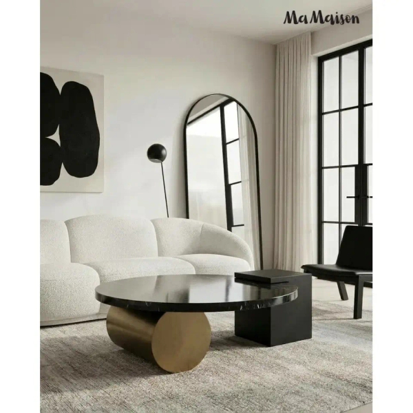 Marmurowy stolik DANTE MM001501100375 czarny złoty do salonu 110cm