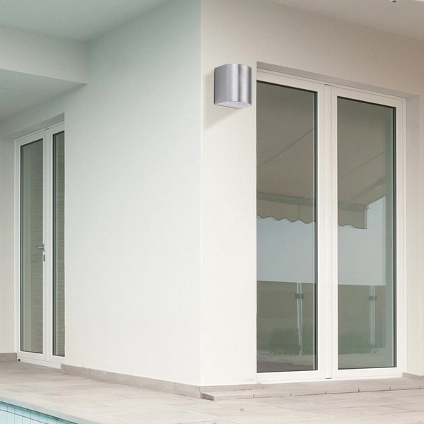 Zewnętrzna LAMPA elewacyjna CHILE 8020 Rabalux metalowa OPRAWA kinkiet do ogrodu IP44 outdoor aluminium szczotkowane