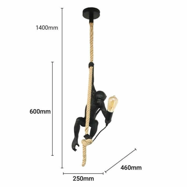 Wisząca lampa ozdobna Monkey ABR-KAR-C Abruzzo małpka do salonu czarny