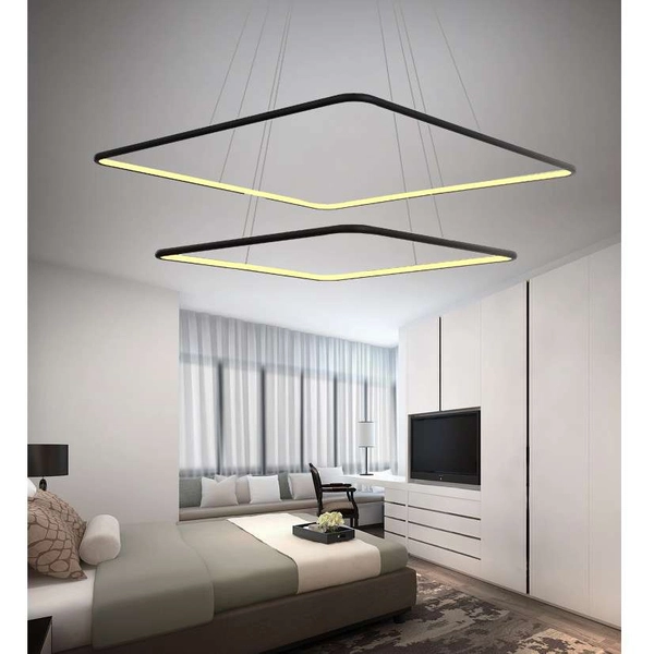 LAMPA wisząca SLIM/000006/3000/B MDECO kwadratowa OPRAWA metalowy ZWIS LED 66W 3000K do biura czarny