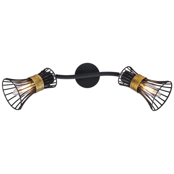 LAMPA ścienna PURRA 54814-2 Globo rustykalna OPRAWA kinkiet klatki druciane industrialne czarne złote