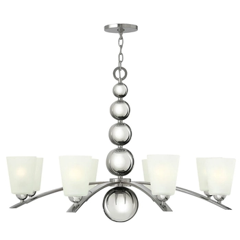 Wielopunktowy żyrandol do salonu Zelda HK-ZELDA8-PN Hinkley biały nikiel