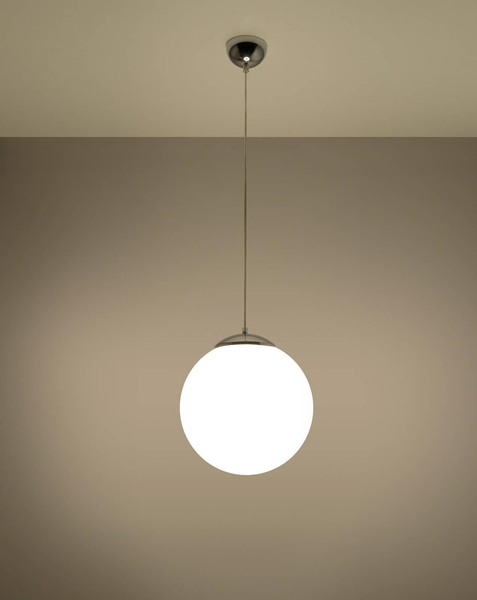 Szklana LAMPA wisząca SL.0264 OPRAWA zwis kula ball biała