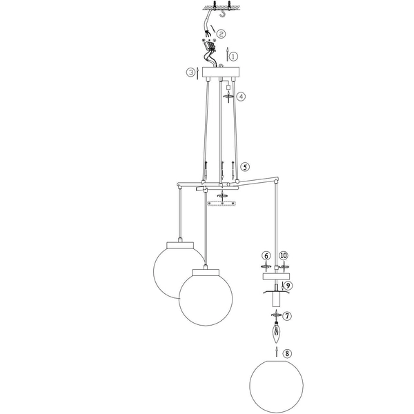 LAMPA wisząca SICILY 107015 Markslojd modernistyczna OPRAWA szklane kule balls kaskada przezroczysta