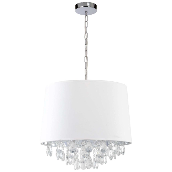 Żyrandol LAMPA wisząca VIGO LP-0412/1P WH Light prestige abażurowa OPRAWA zwis z kryształkami glamour crystal biały