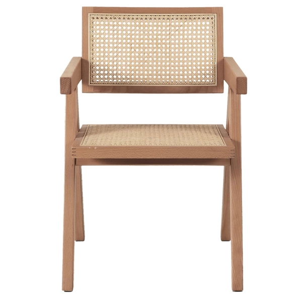 Krzesło BOHO MH-011CH-NN Step podłokietniki drewno rattanowe beżowe